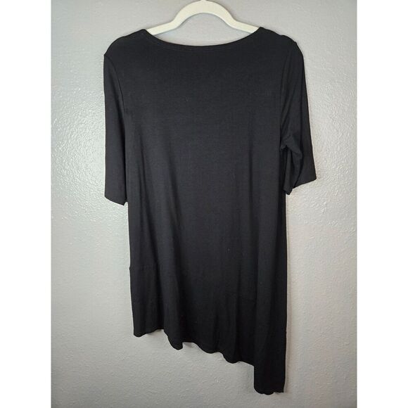 Eileen Fisher Women's Black Asymmetrical Elbow Sleeve Tunic Size Small - Picture 5 of 5